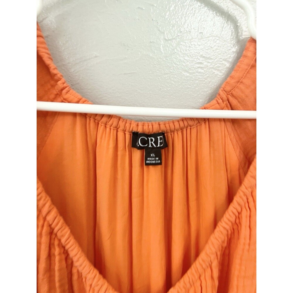 J. CREW V-Neck Midi Dress in Soft Gauze Fire Lily Orange Size XL Maxi Pockets - Picture 7 of 12